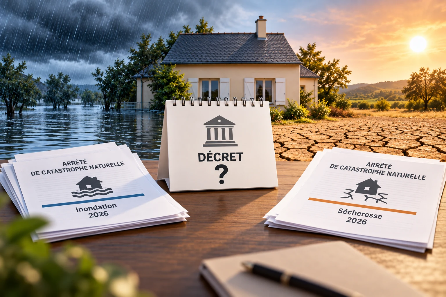 Maison individuelle après un épisode pluvieux, illustrant la réforme de la franchise catastrophe naturelle